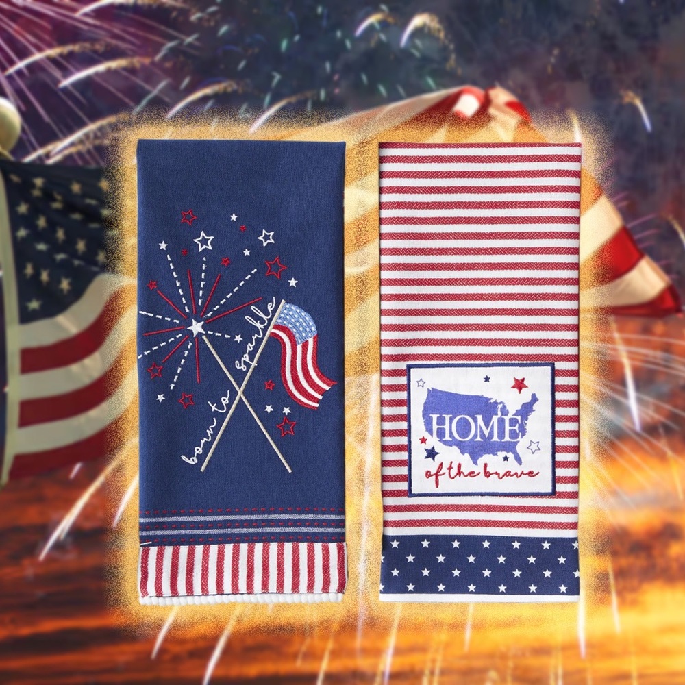 Borne to Sparkle & Home of the Brave Embellished Dishtowels ~ USA Patriotic - Picture 5 of 8